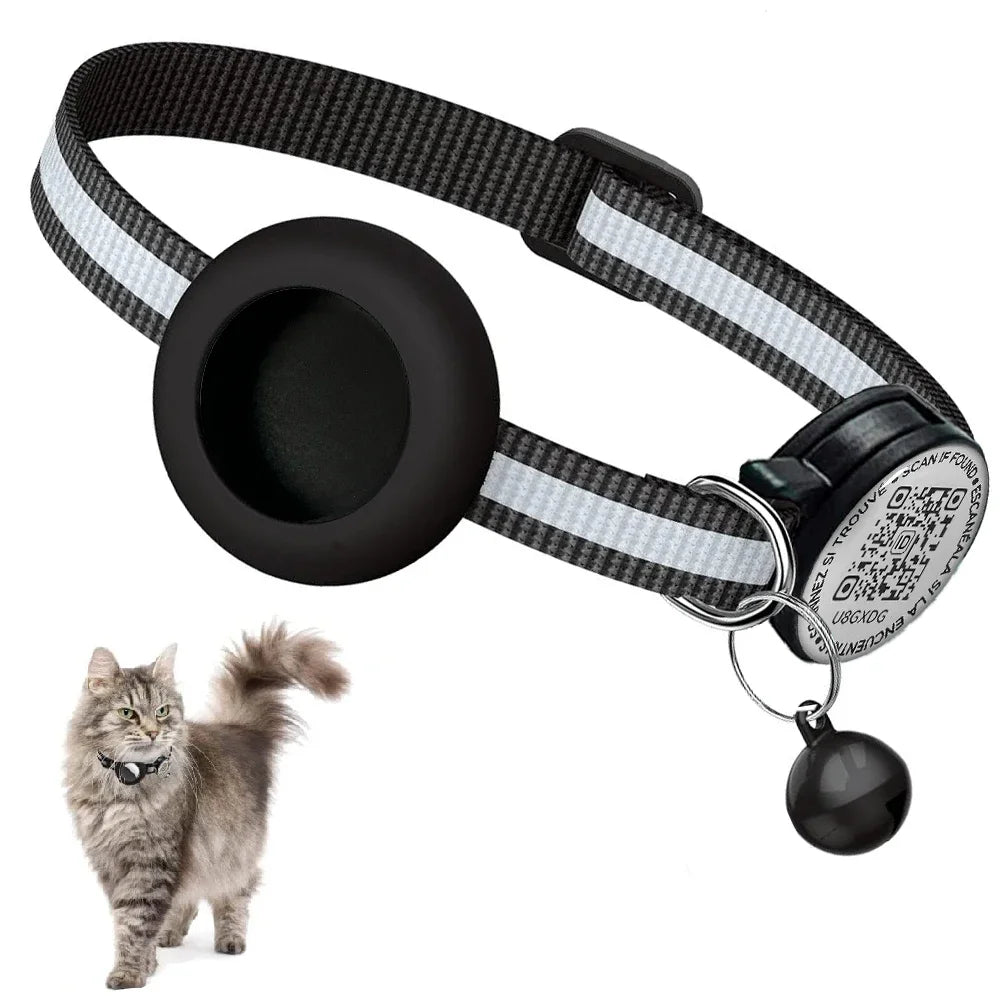 SafePaws Reflective Cat Collar with AirTag Holder & QR ID Tag