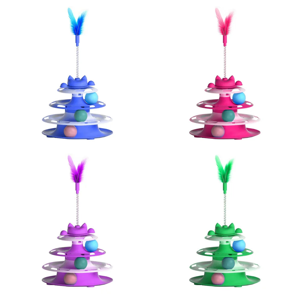 SpinTrack™ Rotating Turntable Cat Toy — Ball & Wand Boredom Buster