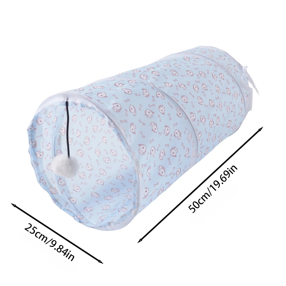TunnelRun™ Foldable Pop-Up Play Tunnel — Cat & Puppy Exercise Toy