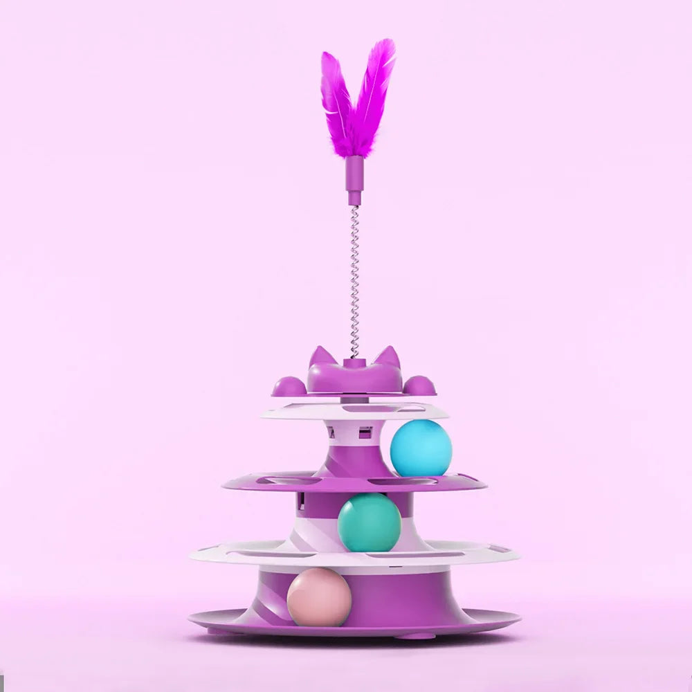 SpinTrack™ Rotating Turntable Cat Toy — Ball & Wand Boredom Buster