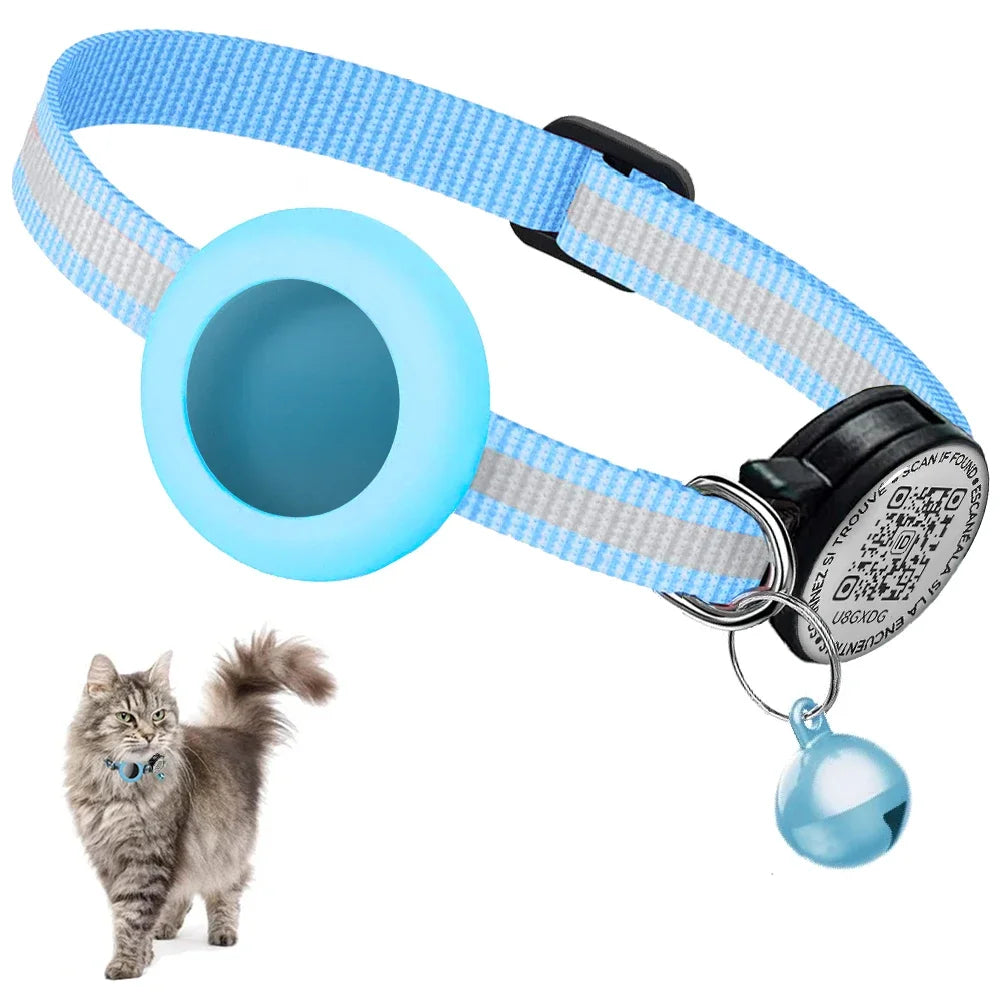 SafePaws Reflective Cat Collar with AirTag Holder & QR ID Tag