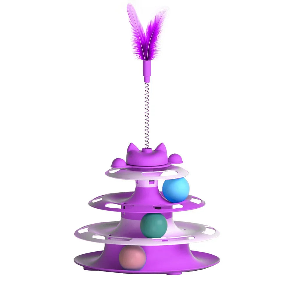 SpinTrack™ Rotating Turntable Cat Toy — Ball & Wand Boredom Buster