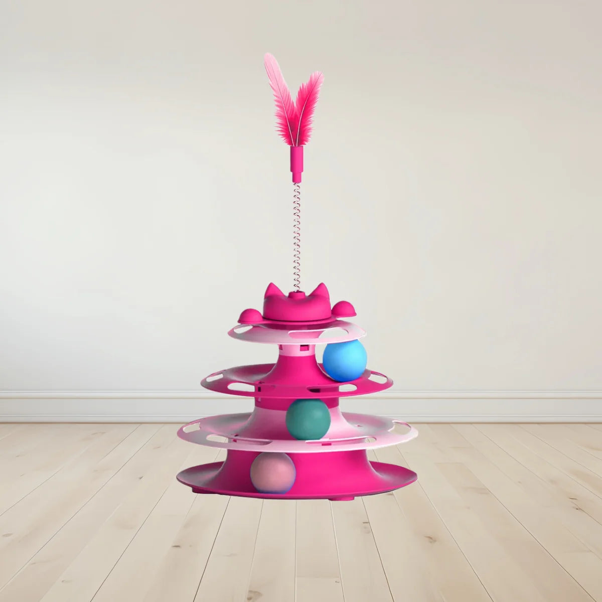 SpinTrack™ Rotating Turntable Cat Toy — Ball & Wand Boredom Buster