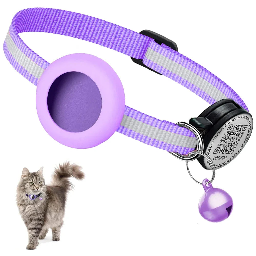 SafePaws Reflective Cat Collar with AirTag Holder & QR ID Tag