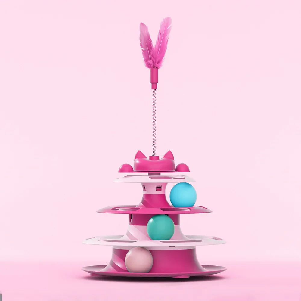 SpinTrack™ Rotating Turntable Cat Toy — Ball & Wand Boredom Buster