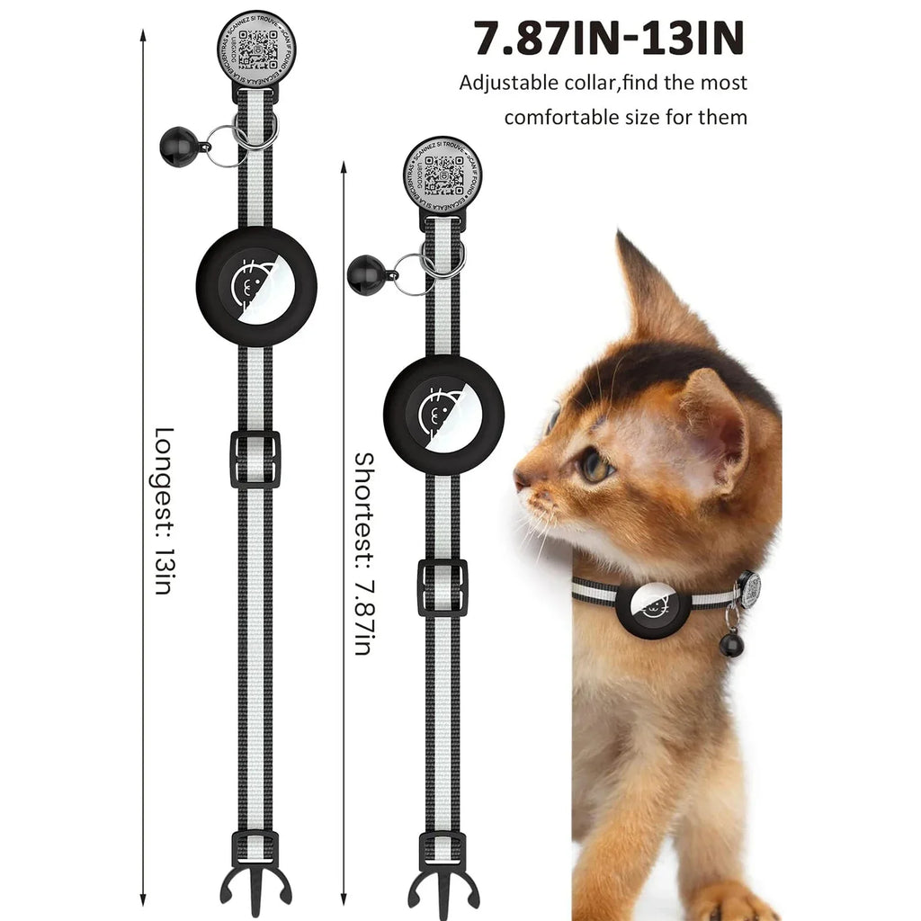 SafePaws Reflective Cat Collar with AirTag Holder & QR ID Tag