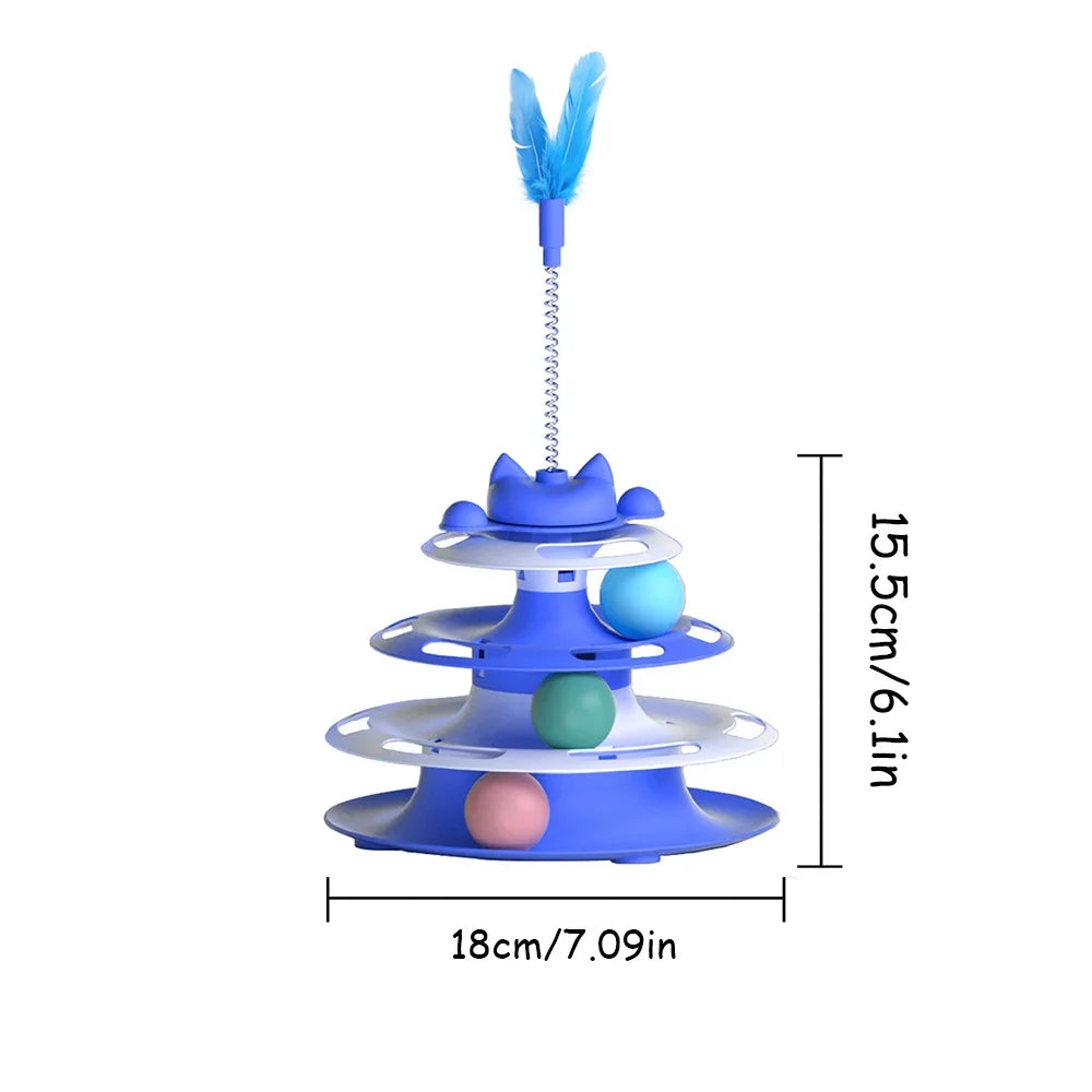 SpinTrack™ Rotating Turntable Cat Toy — Ball & Wand Boredom Buster