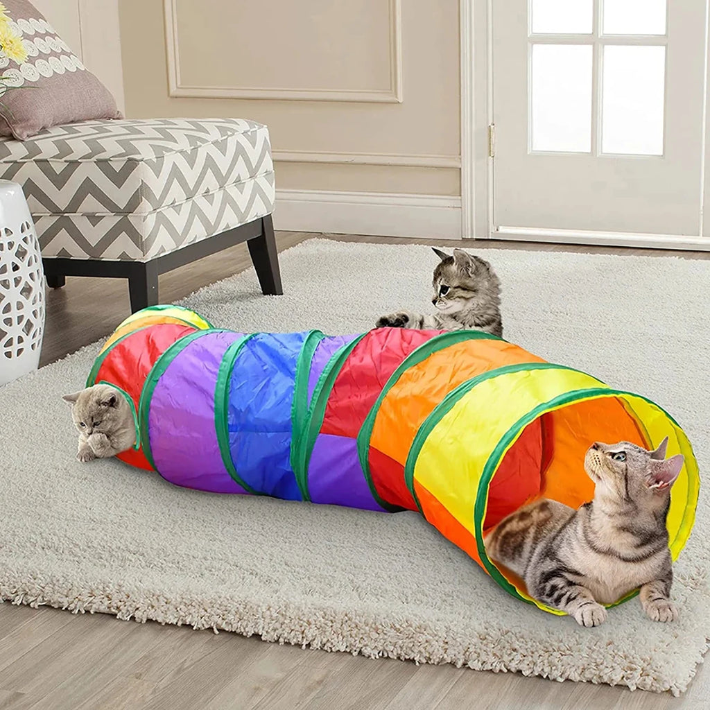 TunnelRun™ Foldable Pop-Up Play Tunnel — Cat & Puppy Exercise Toy