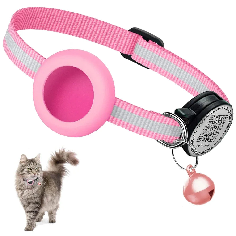 SafePaws Reflective Cat Collar with AirTag Holder & QR ID Tag