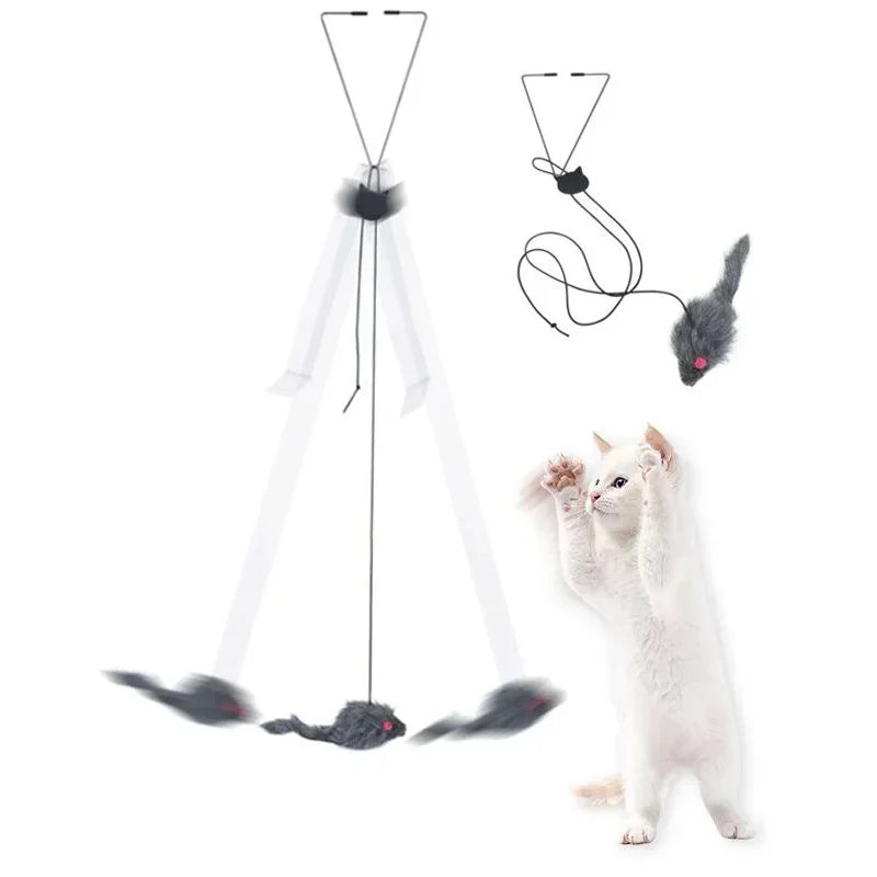 DoorHang™ Retractable Mouse Cat Teaser — Self-Play Door Toy