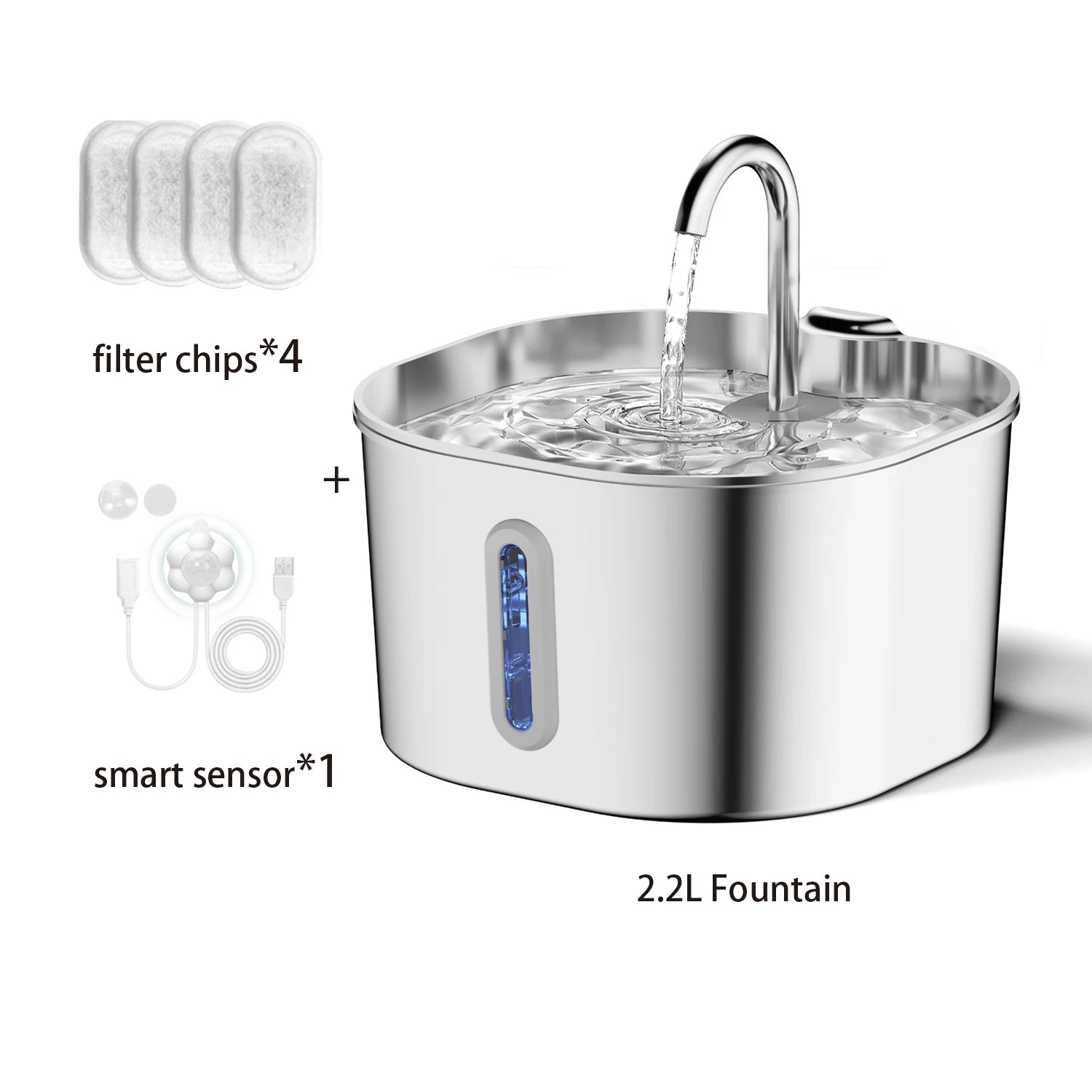 PureFlow 2.2L Stainless Steel Pet Water Fountain