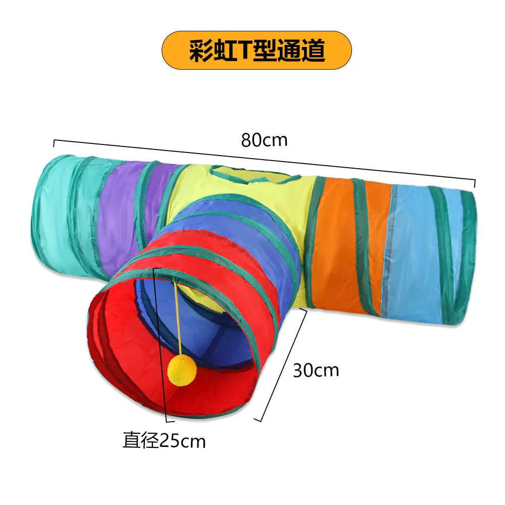 TunnelRun™ Foldable Pop-Up Play Tunnel — Cat & Puppy Exercise Toy