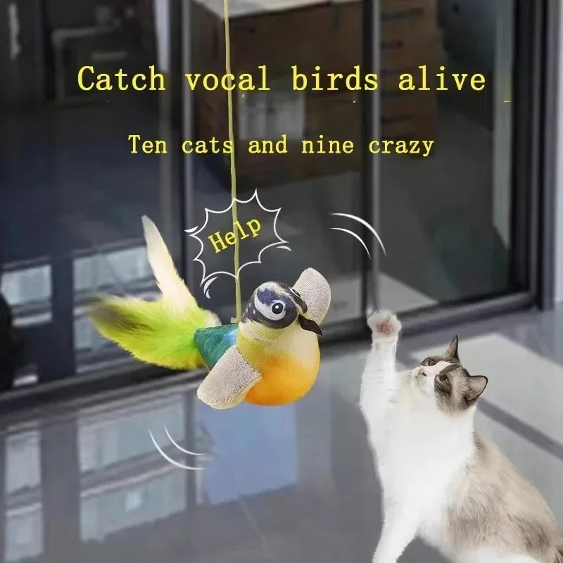 ChirpBird™ Sound-Activated Elastic Rope Cat Toy — Anti-Scratch & Bite Resistant