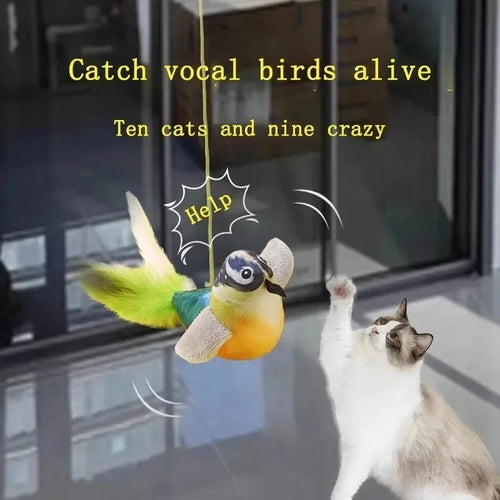 ChirpBird™ Sound-Activated Elastic Rope Cat Toy — Anti-Scratch & Bite Resistant