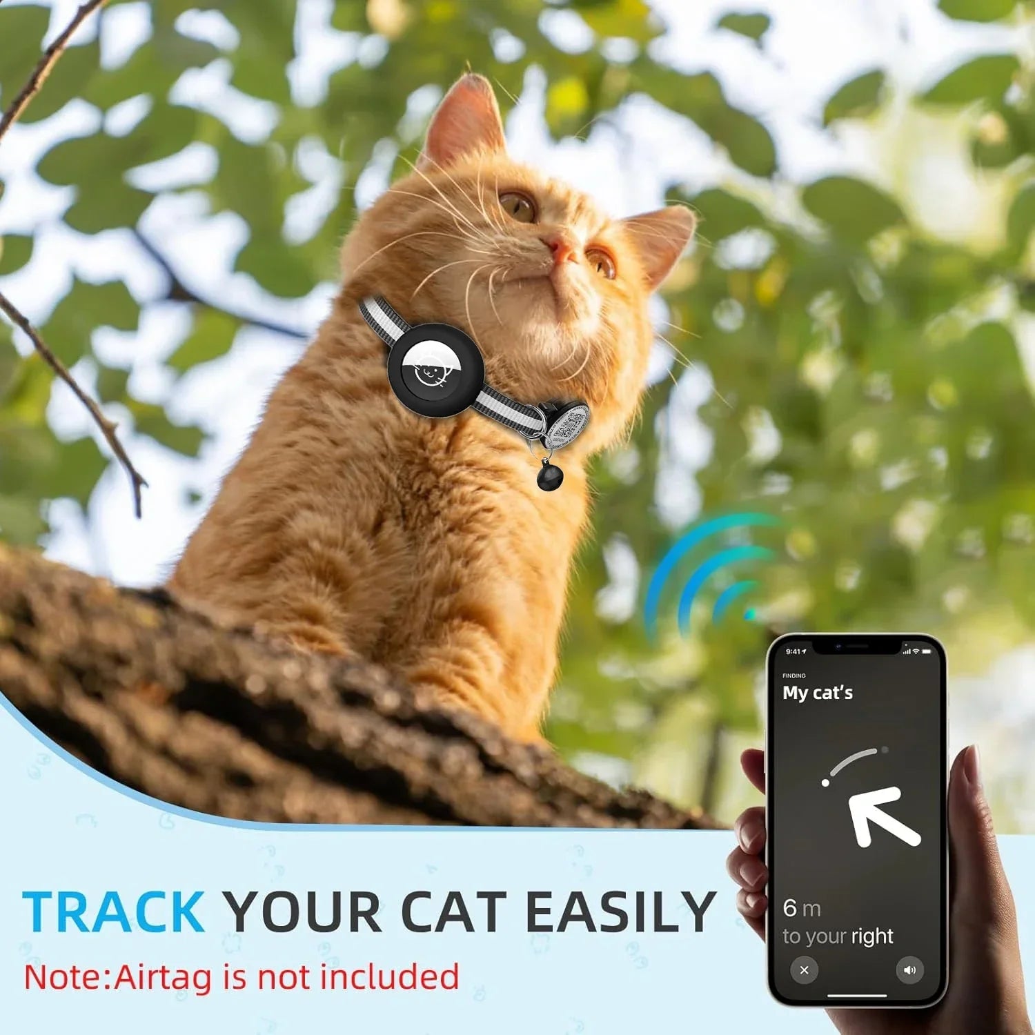 SafePaws Reflective Cat Collar with AirTag Holder & QR ID Tag