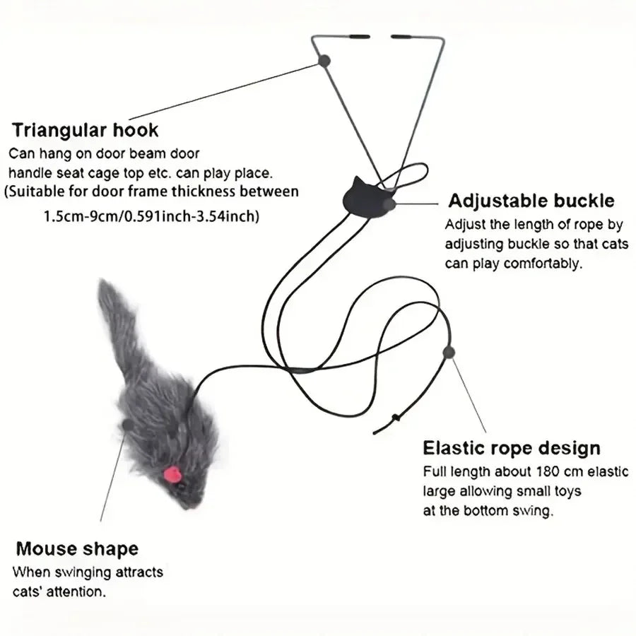 DoorHang™ Retractable Mouse Cat Teaser — Self-Play Door Toy