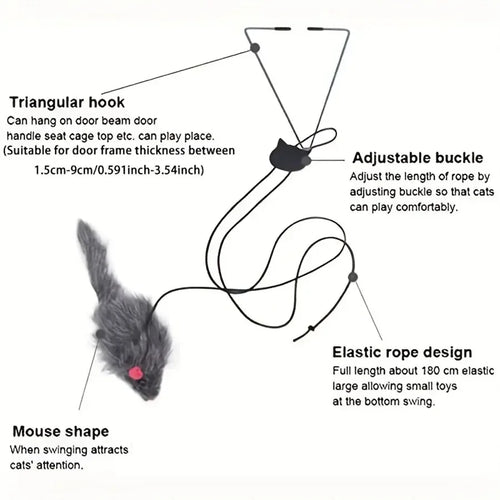DoorHang™ Retractable Mouse Cat Teaser — Self-Play Door Toy
