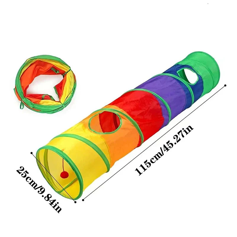 TunnelRun™ Foldable Pop-Up Play Tunnel — Cat & Puppy Exercise Toy