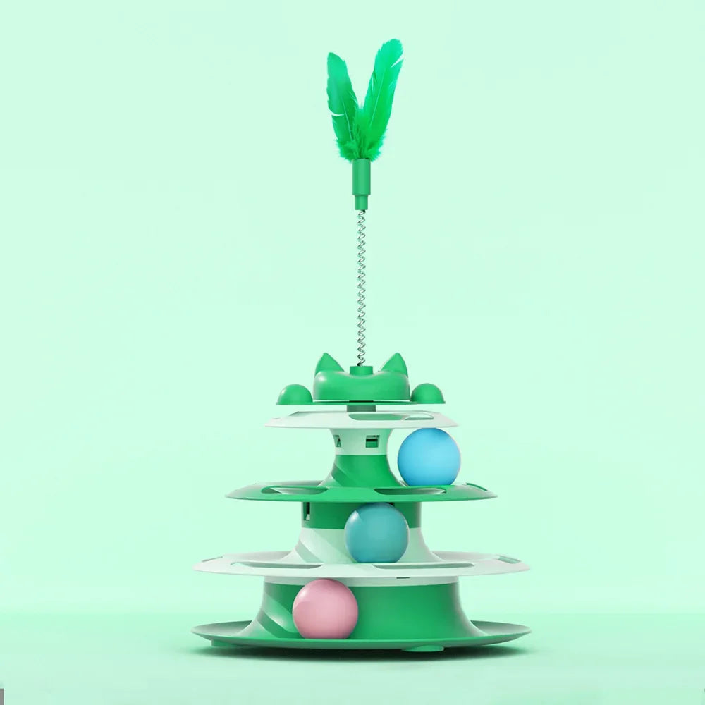 SpinTrack™ Rotating Turntable Cat Toy — Ball & Wand Boredom Buster