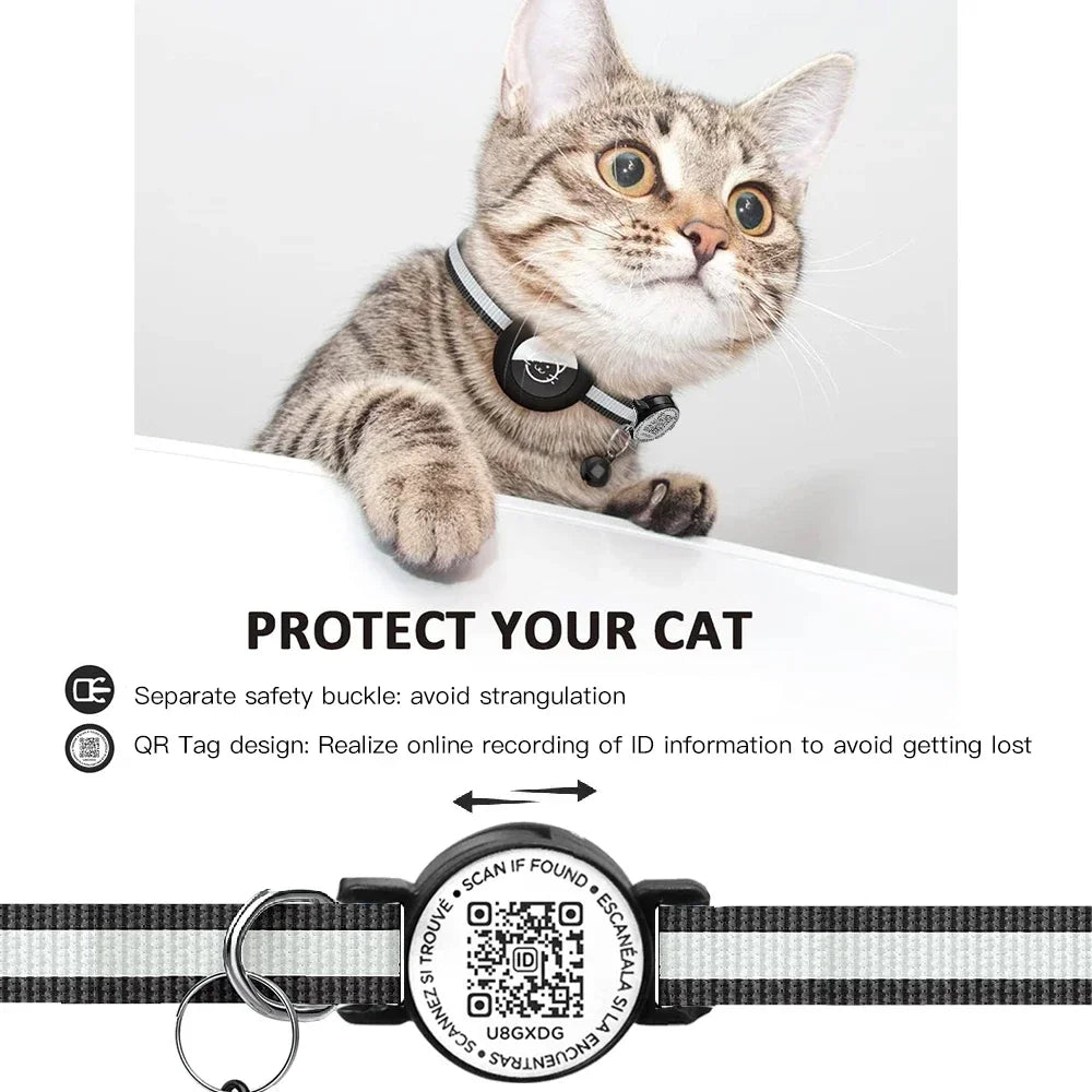 SafePaws Reflective Cat Collar with AirTag Holder & QR ID Tag