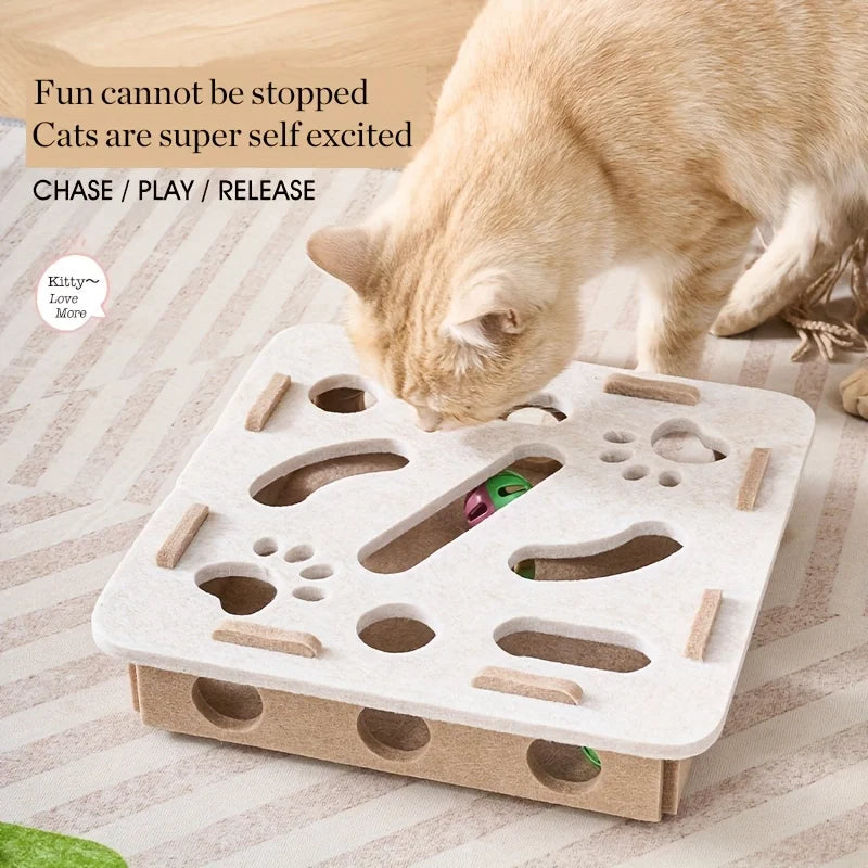 MazeMind™ Felt Puzzle Box — Indoor Cat Enrichment Toy