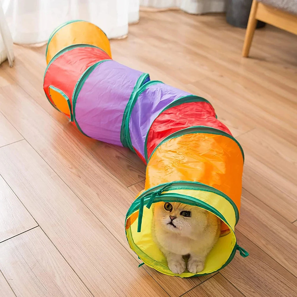 TunnelRun™ Foldable Pop-Up Play Tunnel — Cat & Puppy Exercise Toy