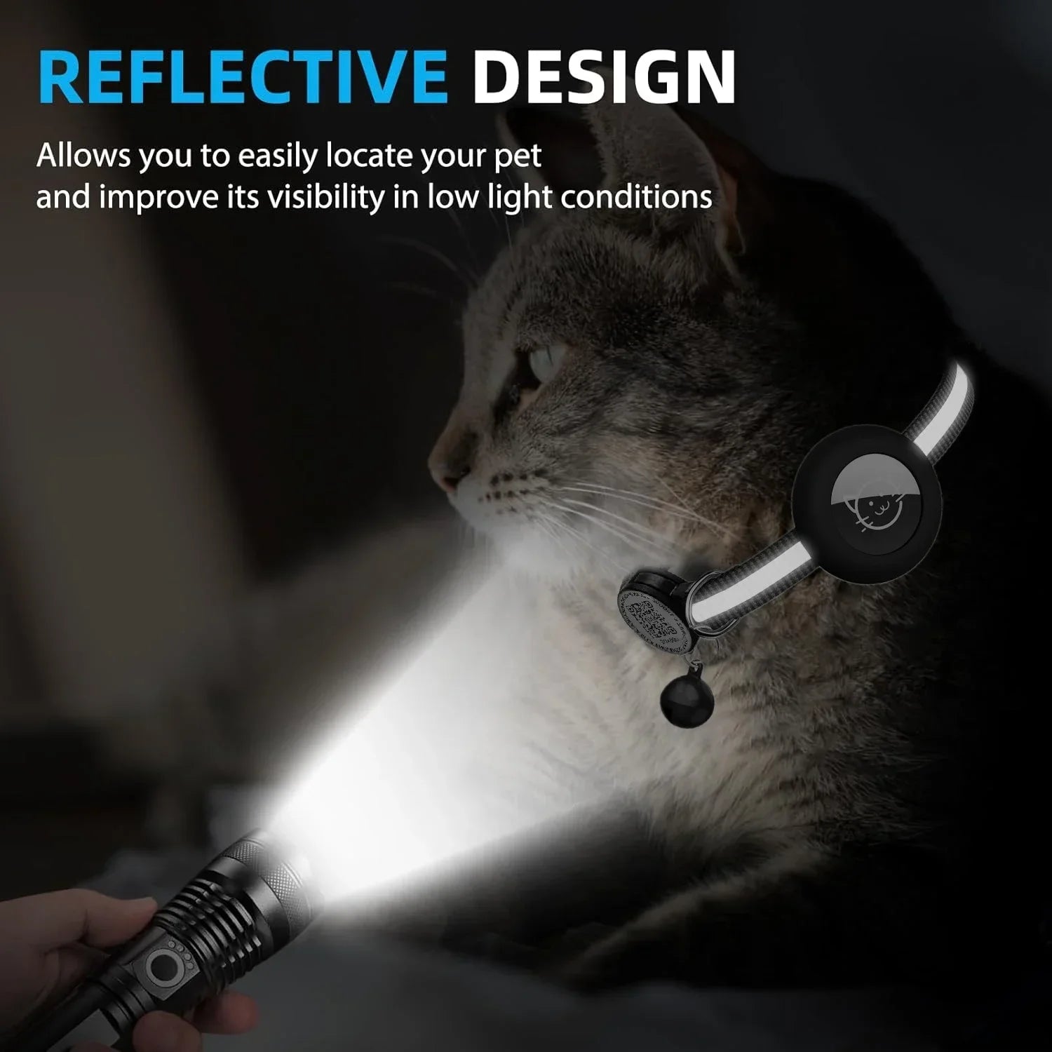 SafePaws Reflective Cat Collar with AirTag Holder & QR ID Tag