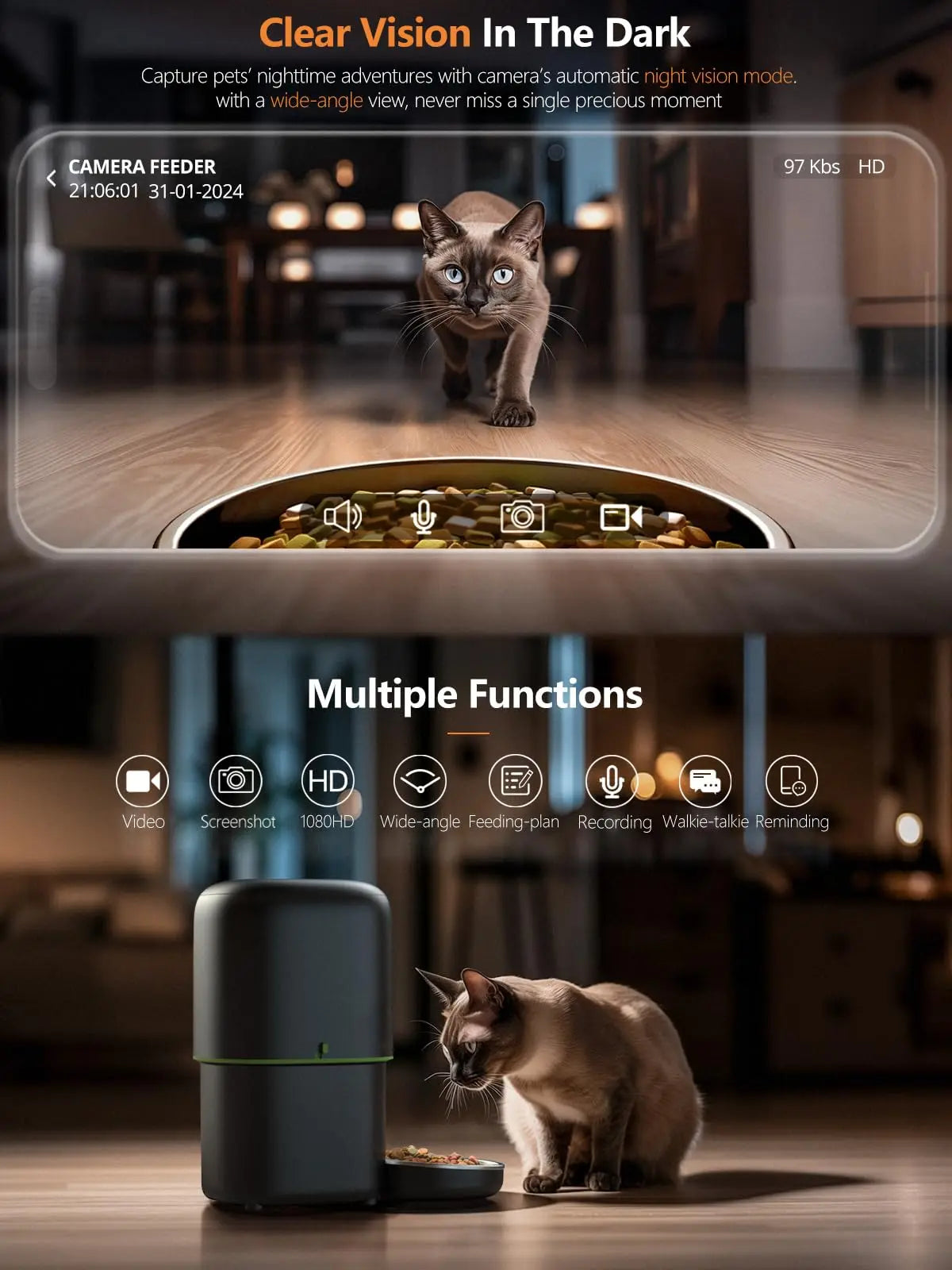 SmartCam 4L Wi-Fi Pet Feeder with 1080p Camera